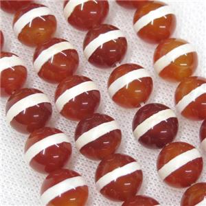 Red Tibetan Agate Beads Round Smooth Line, approx 6mm dia [GA1734-6MM]