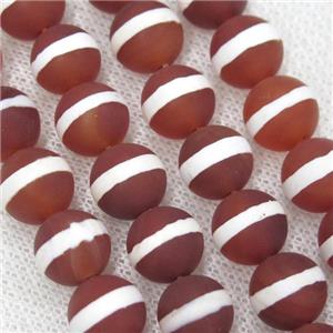 Round Matte Red Tibetan Agate Beads Line, approx 10mm dia [GA1737-10MM]