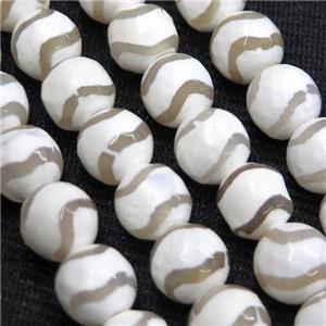 faceted round Tibetan Agate Beads, wave, approx 12mm dia [GA1738-12MM]