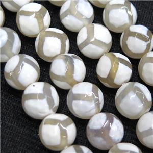 faceted round Tibetan Agate Beads, football, approx 6mm dia [GA1741-6MM]