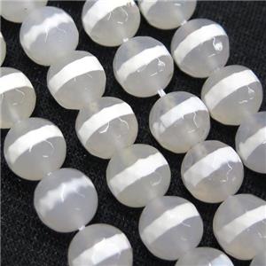 faceted round Tibetan Agate Beads, line, approx 6mm dia [GA1742-6MM]