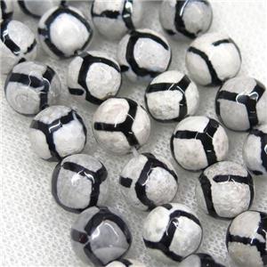 faceted round Tibetan Agate Beads, football, approx 6mm dia [GA1748-6MM]