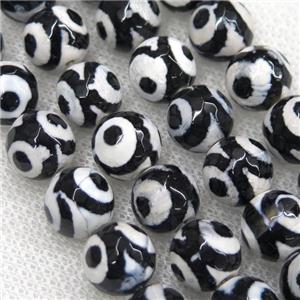 faceted round black Tibetan Agate Beads, eye, approx 6mm dia [GA1749-6MM]