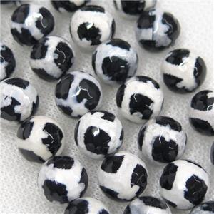 faceted round Tibetan Agate Beads, football, approx 6mm dia [GA1751-6MM]