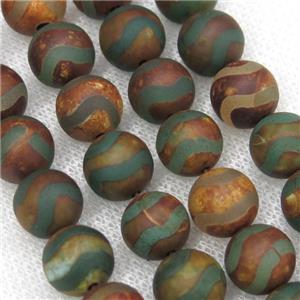 round green tibetan agate beads, wave, matte, approx 6mm dia [GA1754-6MM]