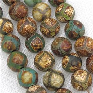 round green crackle Tibetan Agate Beads, football, approx 12mm dia [GA1758-12MM]