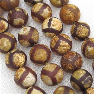 round matte Tibetan Agate beads, football, antique red, approx 6mm dia [GA1761-6MM]