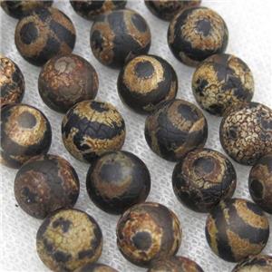 round black crackle Tibetan Agate Beads, eye, approx 10mm dia [GA1763-10MM]