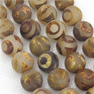 round tibetan agate beads, eye, antique coffee, approx 12mm dia [GA1764-12MM]