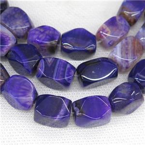 purple Agate beads, faceted cuboid, approx 11-18mm [GA1776]