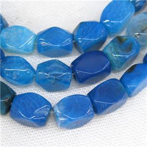 blue Agate beads, faceted cuboid, approx 11-18mm [GA1777]
