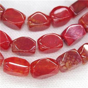 red Agate beads, faceted cuboid, approx 11-18mm [GA1780]