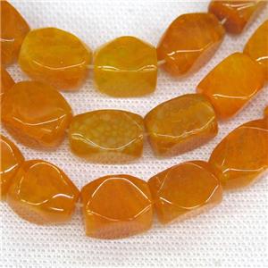 orange Agate beads, faceted cuboid, approx 11-18mm [GA1781]
