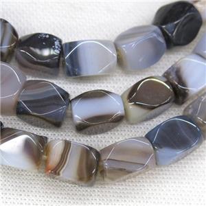 whiteblack Agate beads, faceted cuboid, approx 11-18mm [GA1782]