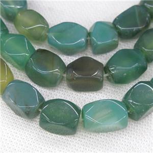 green Agate beads, faceted cuboid, approx 11-18mm [GA1783]