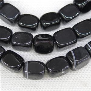 black Agate beads, faceted cuboid, approx 12-16mm [GA1787]