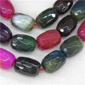 faceted Agate barrel Beads, mixed color, approx 13-18mm [GA1790]