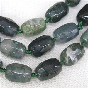 green Moss Agate Beads, faceted barrel, approx 13-18mm [GA1791]
