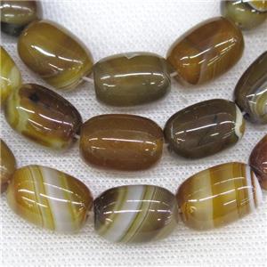 coffee stripe Agate barrel beads, approx 13-18mm [GA1797]