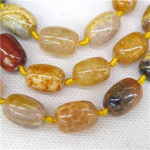yellow dragon veins agate barrel beads with knot, approx 13-18mm [GA1800]