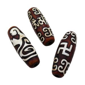 tibetan DZi Agate barrel beads, mixed, approx 14-40mm [GA1816]