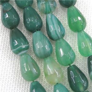 green stripe Agate beads, faceted teardrop, approx 10-14mm [GA1822]