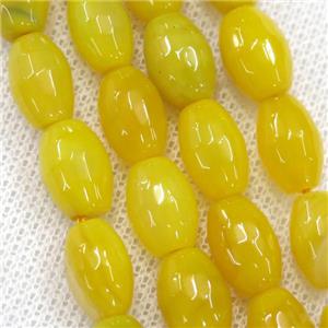 yellow Agate beads, faceted barrel, approx 8-12mm [GA1829]