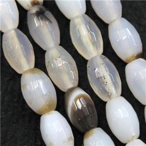 heihua Agate beads, faceted barrel, approx 8-12mm [GA1831]