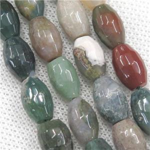 Indian Agate beads, faceted barrel, approx 8-12mm [GA1832]