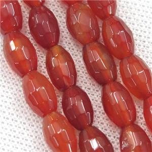 red Agate beads, faceted barrel, approx 8-12mm [GA1833]