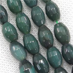 green Agate beads, faceted barrel, approx 8-12mm [GA1834]