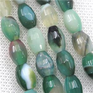 green Agate beads, faceted barrel, approx 8-12mm [GA1835]