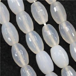 white Agate beads, faceted barrel, approx 8-12mm [GA1839]