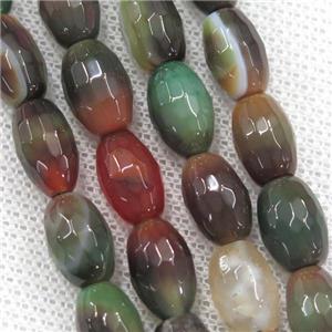 redgreen Agate beads, faceted barrel, approx 8-12mm [GA1844]