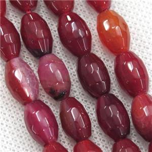 red Agate beads, faceted barrel, approx 8-12mm [GA1847]