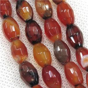 red Agate beads, faceted barrel, approx 8-12mm [GA1848]