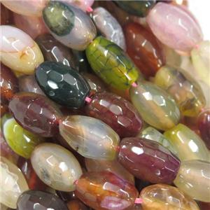 Agate beads, faceted rice, mixed color, approx 8-12mm [GA1849]
