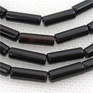 black onyx agate tube beads, approx 4x13mm [GA1862]