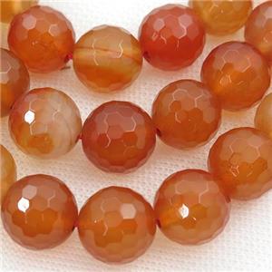 red Carnelian Agate beads, faceted round, approx 14mm dia [GA1868-14MM]