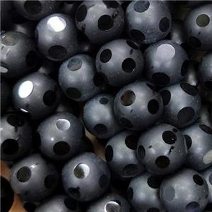 black Agate beads, faceted round, matte, approx 10mm dia [GA1885-10MM]