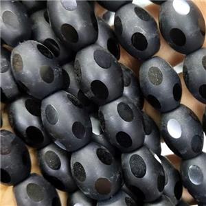 black onyx Agate beads, faceted barrel, approx 12x16mm [GA1886-12X16MM]