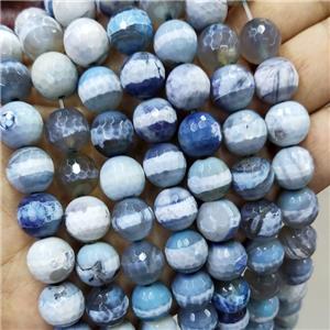 blue Agate beads, dye, faceted round, approx 12mm dia [GA1896-12MM]