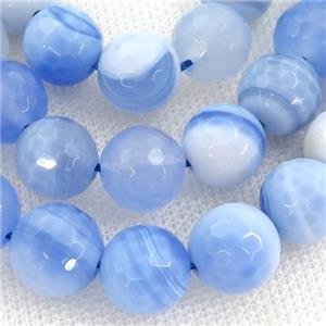 blue striped Agate beads, faceted round, approx 4mm dia [GA1947-4MM]