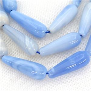 blue Agate teardrop beads, approx 10x30mm [GA1972]