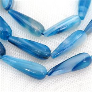blue Agate beads, faceted teardrop, approx 10x30mm [GA1976]