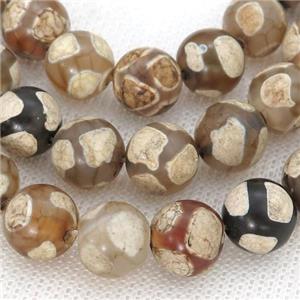 round Tibetan Agate Beads, football, khaki, approx 10mm dia [GA1982-10MM]