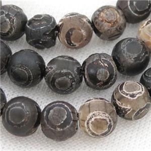 round Tibetan Agate Beads, eye, rough, approx 10mm dia [GA1990-10MM]
