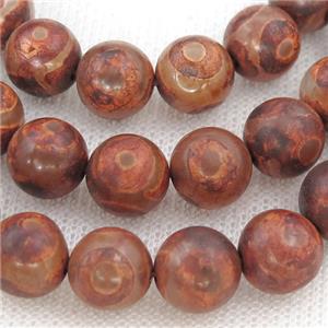 round Tibetan Agate Beads, red eye, approx 10mm dia [GA1991-10MM]