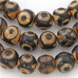 round rough Tibetan Agate Beads, eye, yellow, approx 10mm dia [GA1992-10MM]