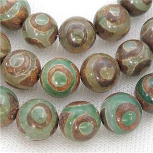 green Tibetan Agate beads, eye, approx 12mm dia [GA2007]